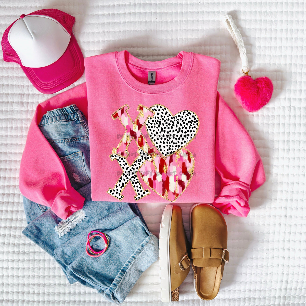 Xoxo brushstroke and dotted-DTF