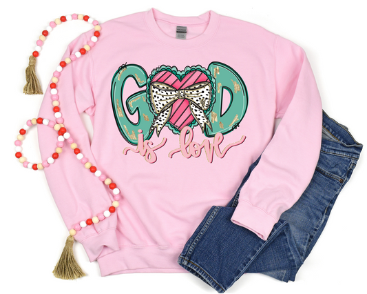 God is love heart bow-DTF