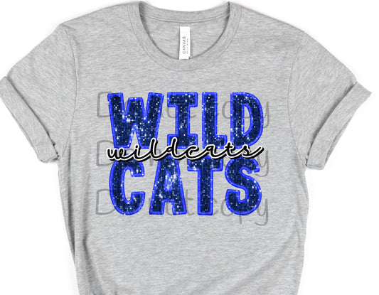 Wildcats blue sequin wildcats-DTF