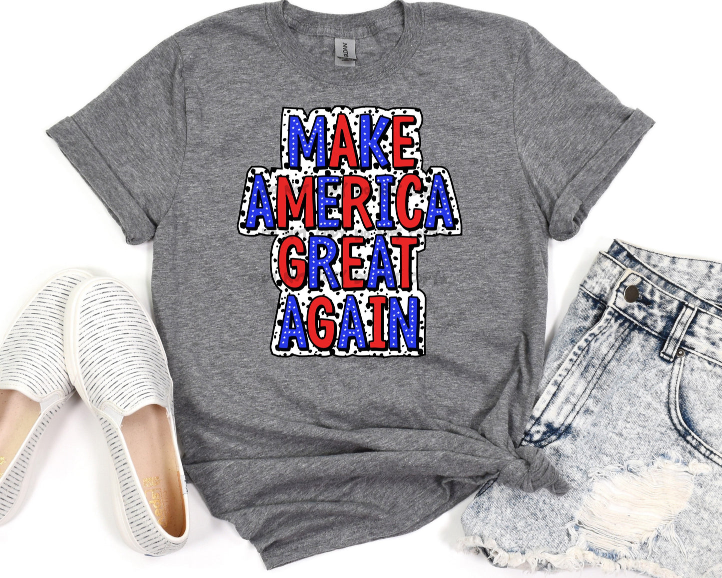 Make America great again red and blue dotted-DTF