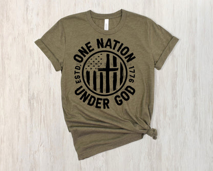 One Nation under God Black-DTF