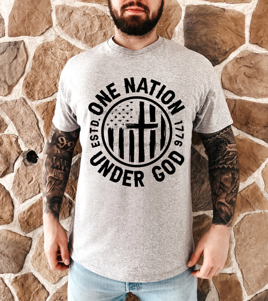 One Nation under God Black-DTF
