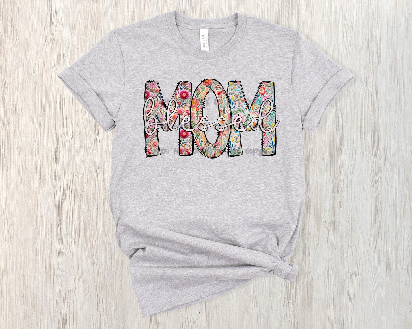 Blessed Mom floral -Cross -DTF