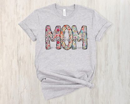Blessed Mom floral -Cross -DTF
