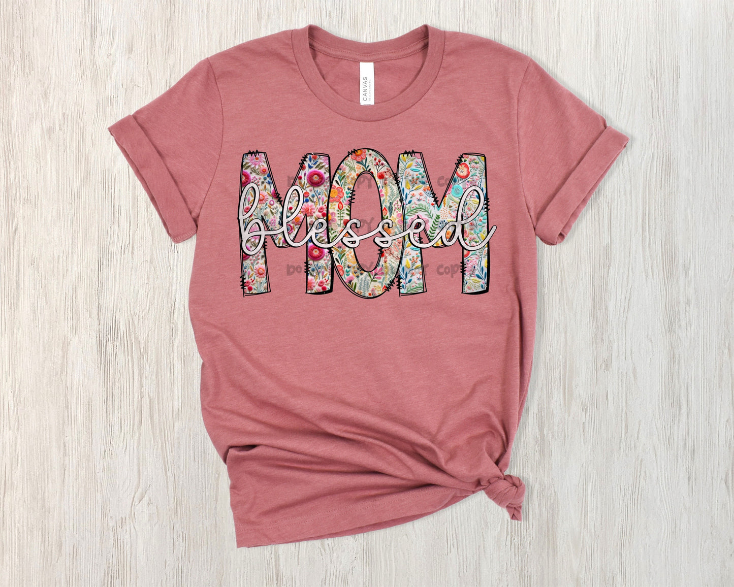 Blessed Mom floral -Cross -DTF