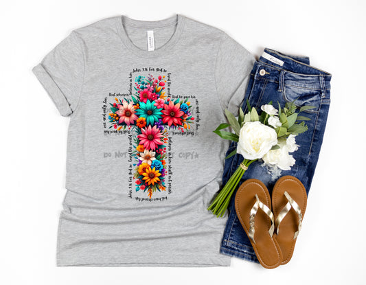 John 3:16 Floral Cross-DTF