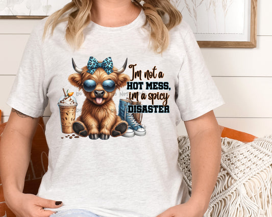 Im not a hot mess im a spicy disaster cow-DTF