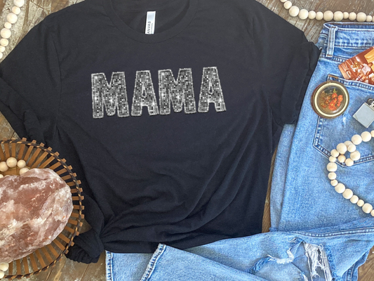 Mama sequin silver-DTF