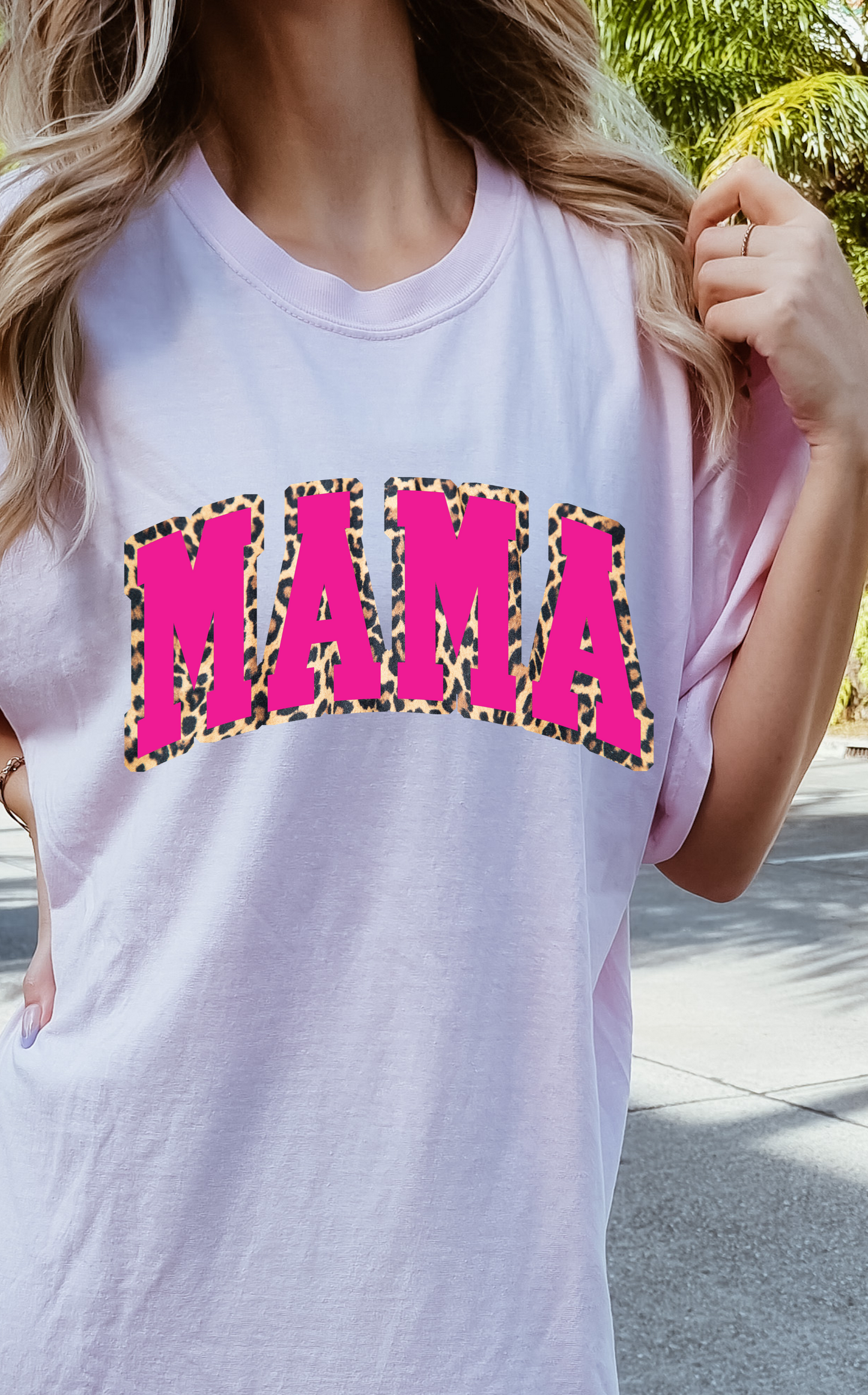 Mama pink leopard back -DTF