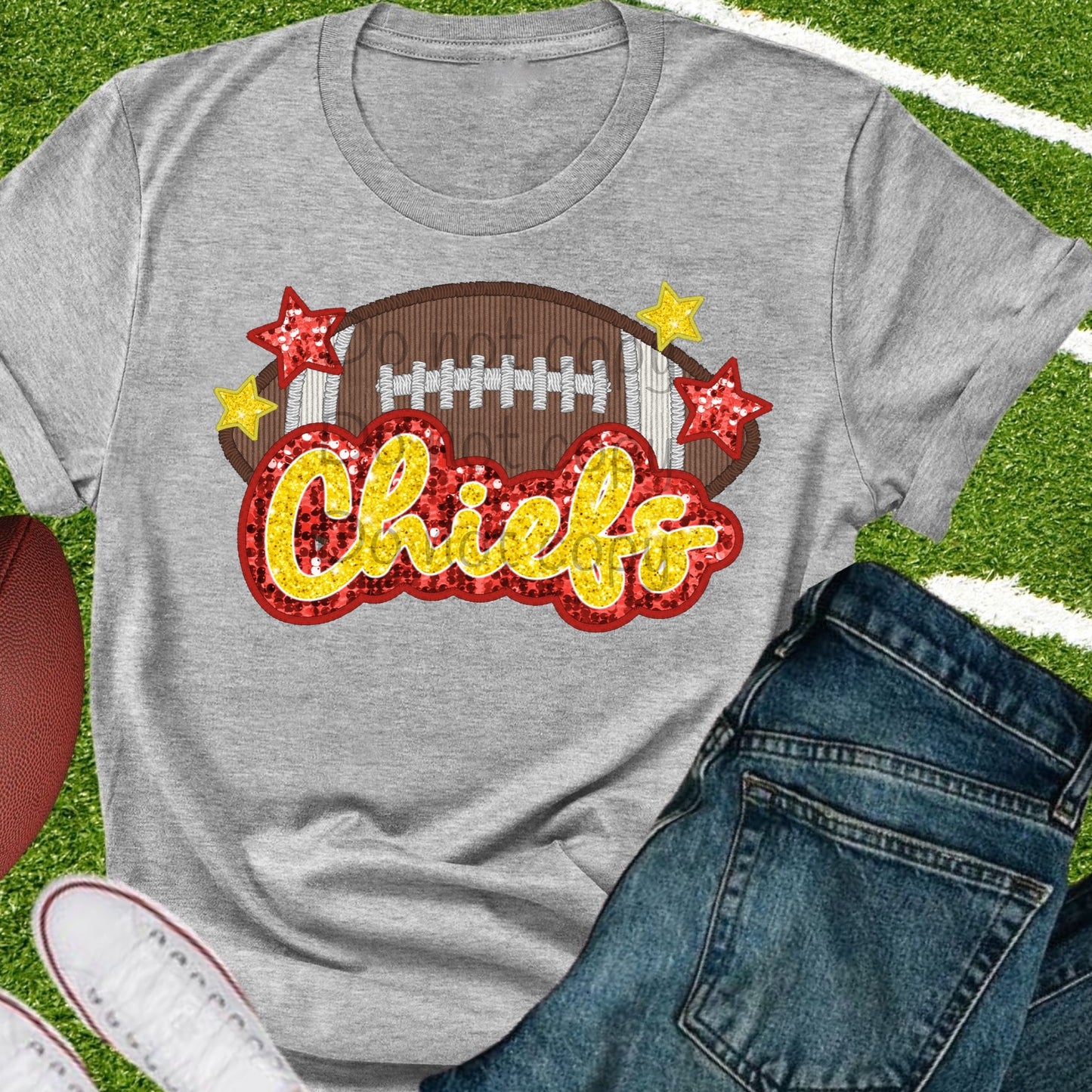 Chiefs stars sequin football-DTF