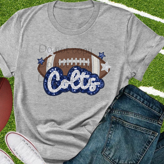 Colts stars sequin football-DTF