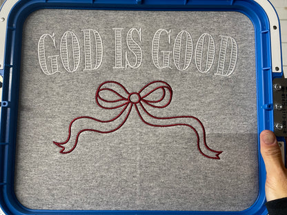 God Is good Bow Embroidered Sweatshirt