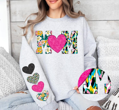 Custom mixed name with option of hearts on sleeve-DTF