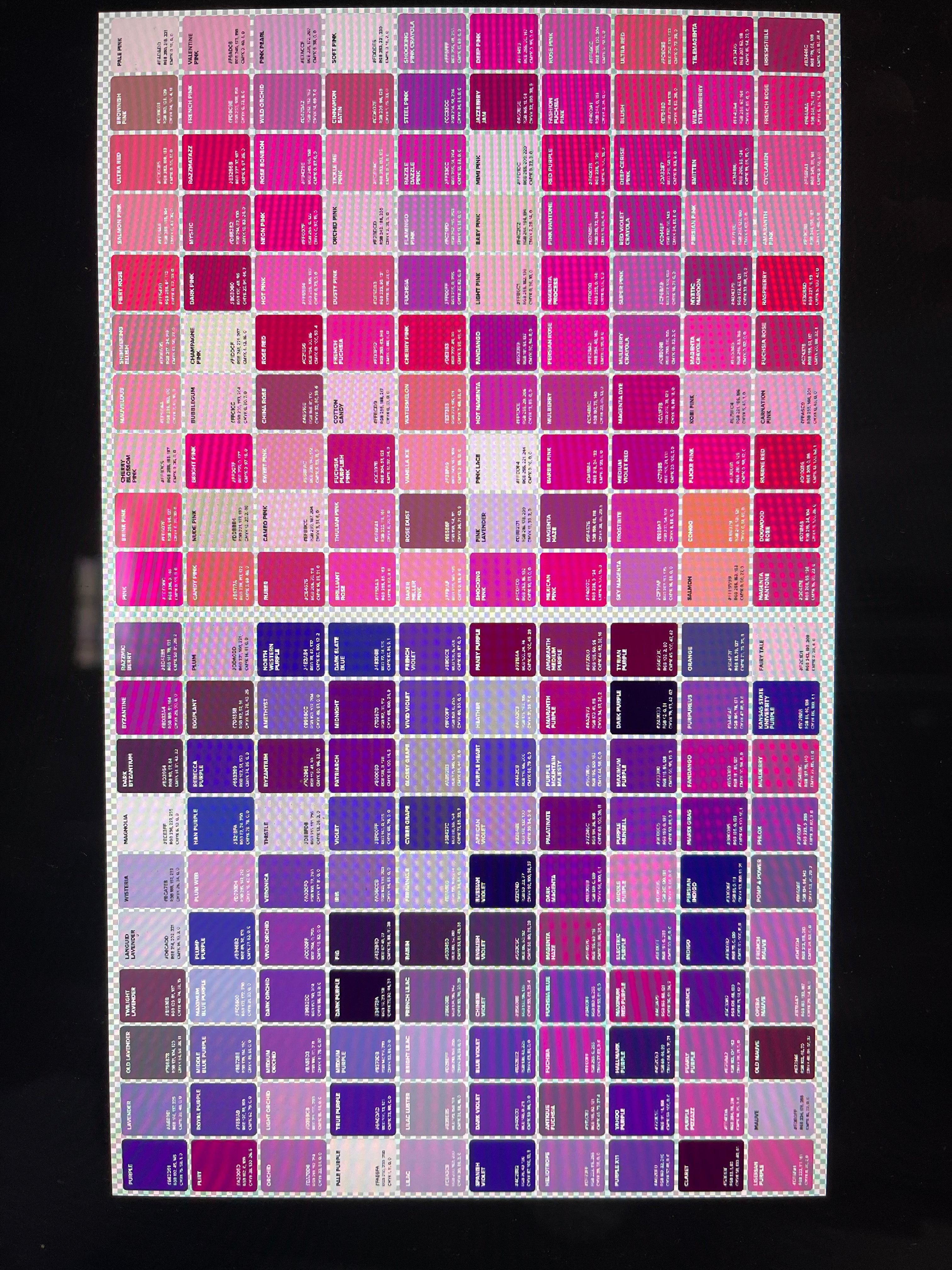 Color chart- pink and purple