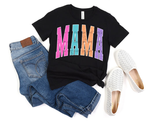 Mama colorful curved distressed - DTF