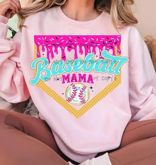 Baseball mama drip plate- DTF