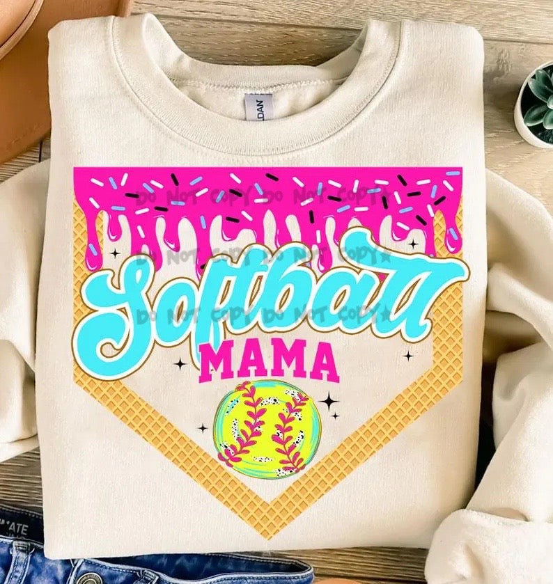 Softball mama drip plate- DTF