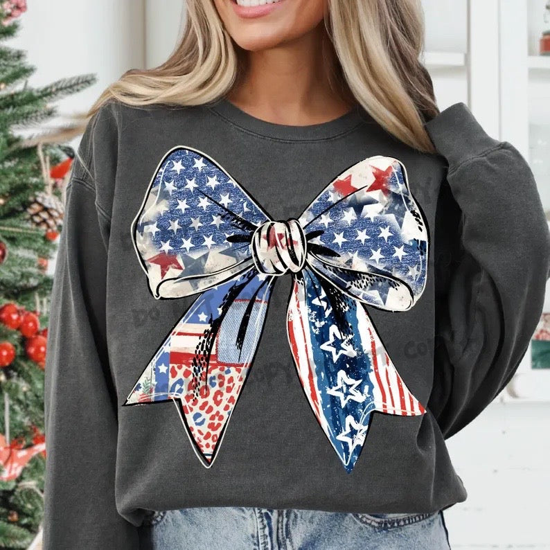 Patriotic stars Bow- DTF