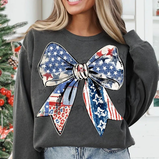 Patriotic stars Bow- DTF