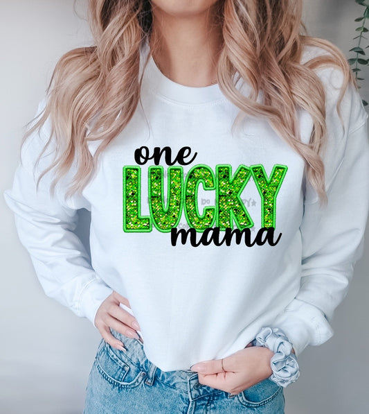 One lucky(green sequin) mama -DTF