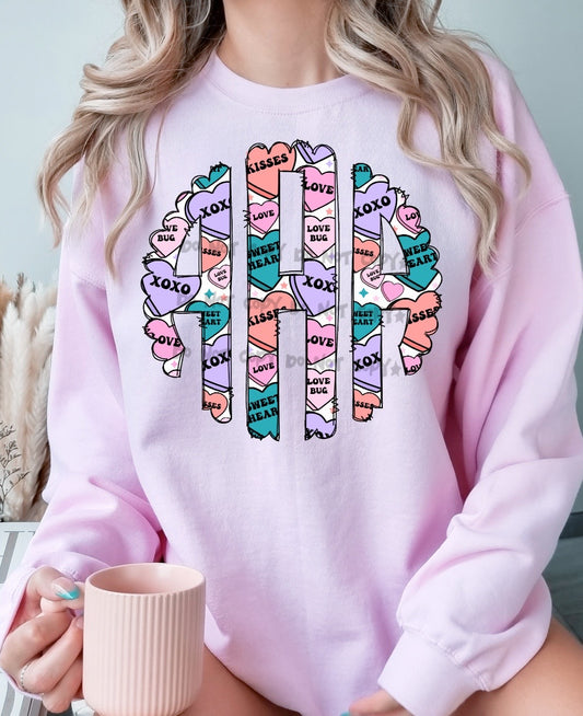 Candy Hearts Monogram  -DTF