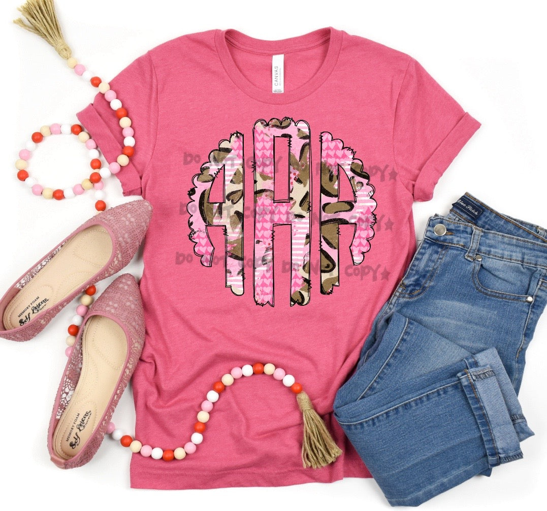 Valentine leopard Monogram  -DTF