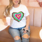 Leopard outlined multi colored heart -DTF