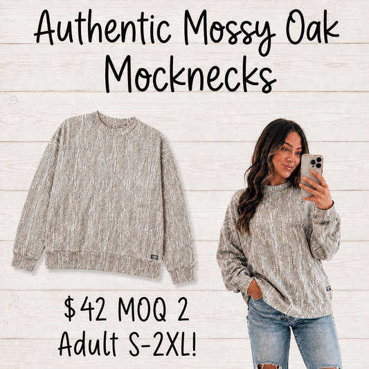 Mossy Oak Mock Neck Crew -Pre Order closes 8/27