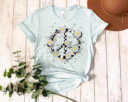 Floral checkered peace sign-DTF