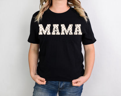 Tan Checkered Faux Embroidery Mama one line - DTF