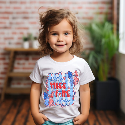Little Miss Fire cracker patriotic bows- DTF