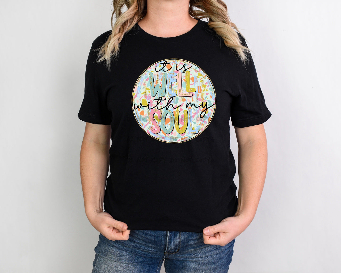 It is well with my soul multicolored leopard circle -DTF