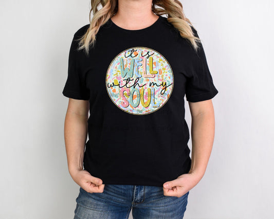 It is well with my soul multicolored leopard circle -DTF