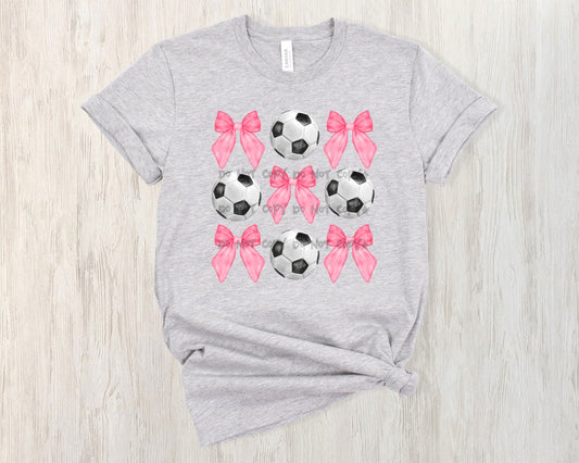Soccer balls and bows-DTF