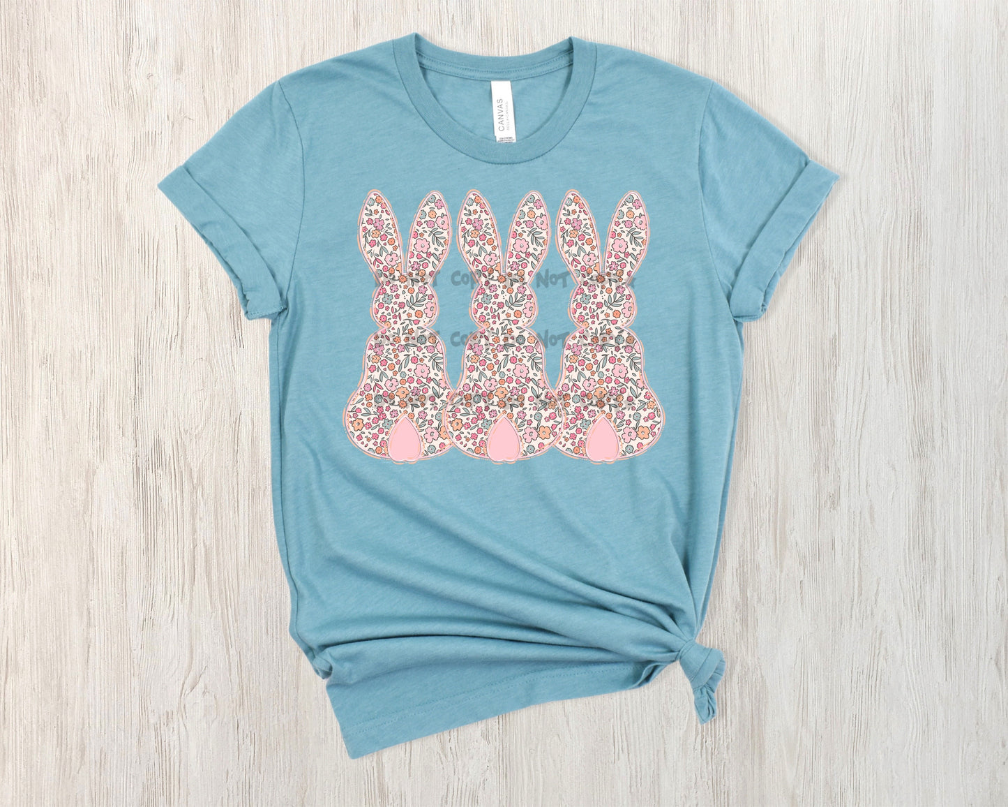 Floral bunny trio-DTF