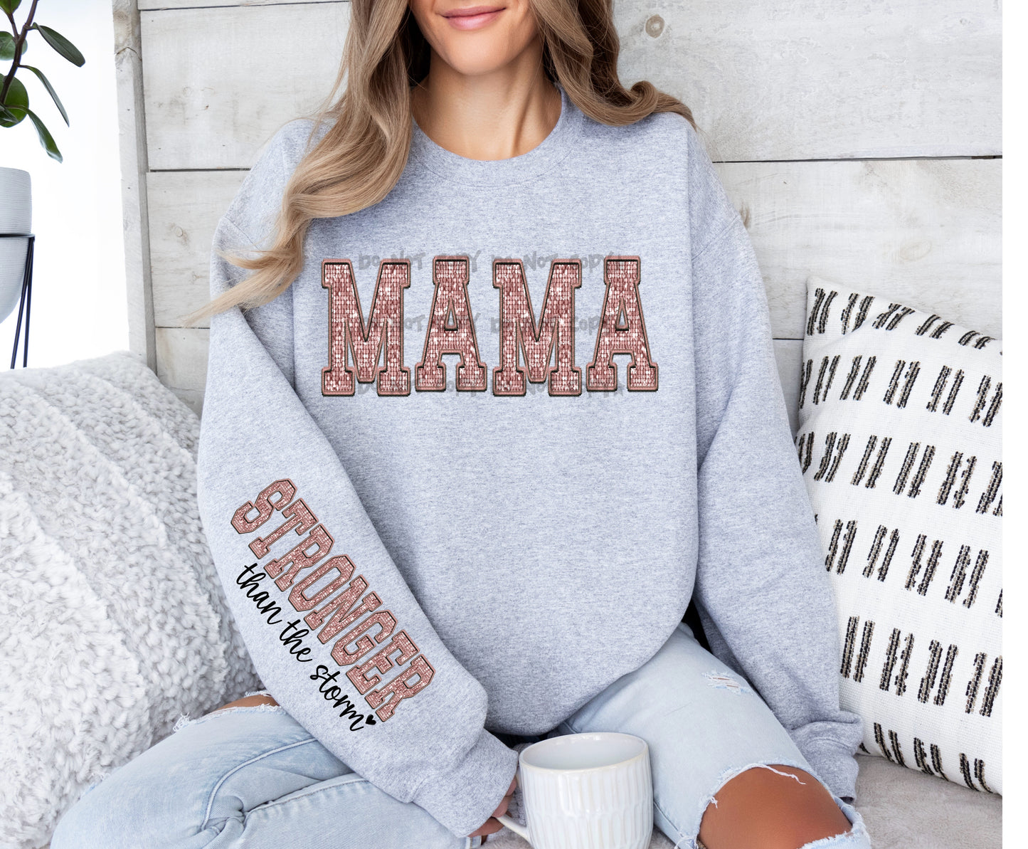 Mama pink faux stitch-DTF