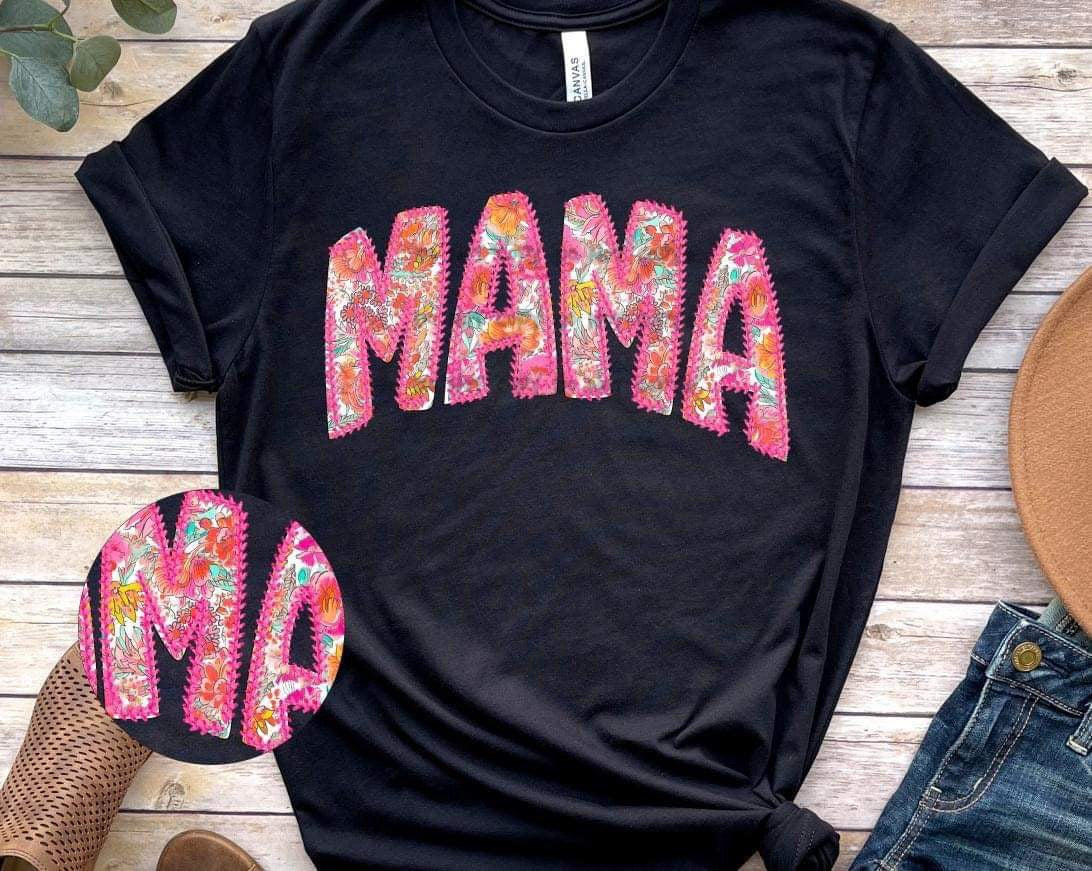 Mama floral faux stitch - DTF