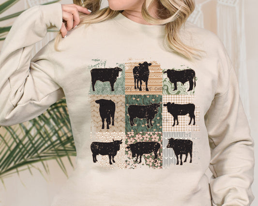 Quilted back cows-DTF