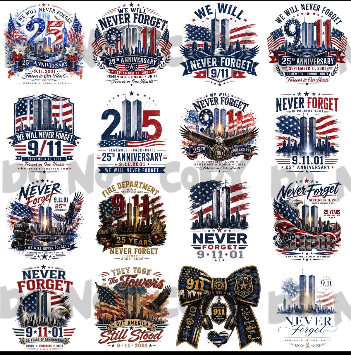 9/11 25th Anniversary (multiple options) -DTF&UV