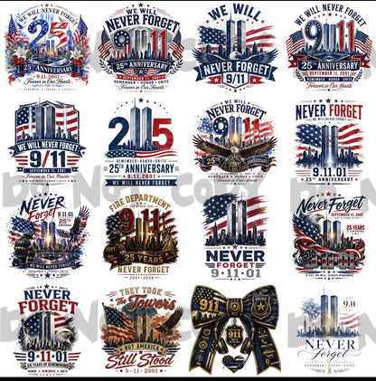 9/11 25th Anniversary (multiple options) -DTF&UV
