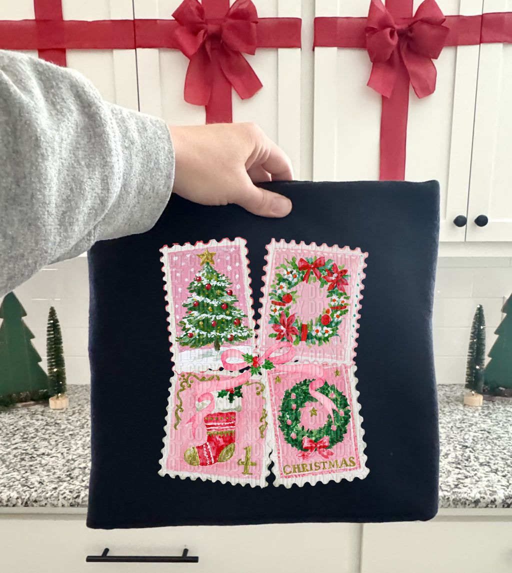 PINK CHRISTMAS STAMPS -DTF