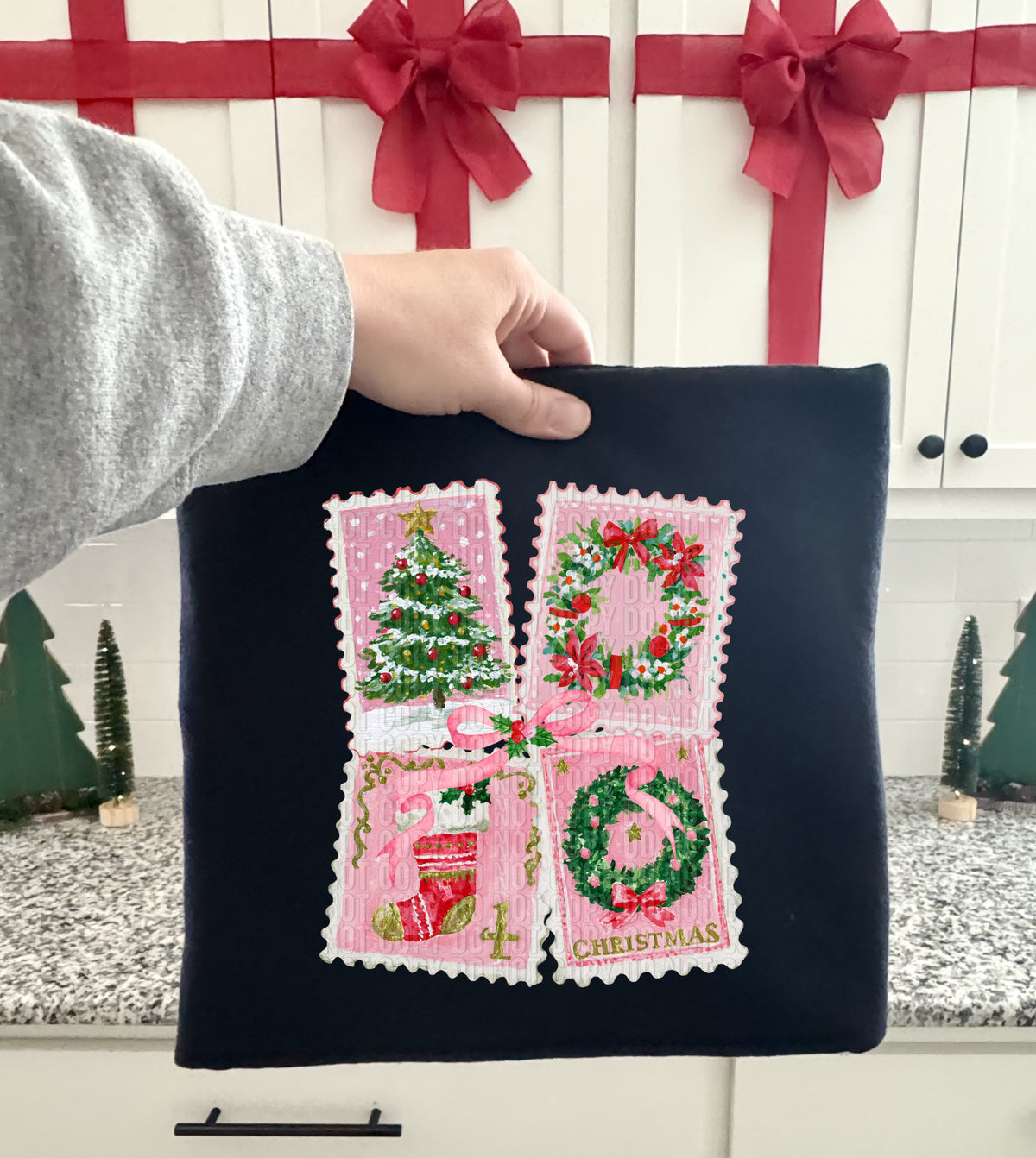 PINK CHRISTMAS STAMPS -DTF