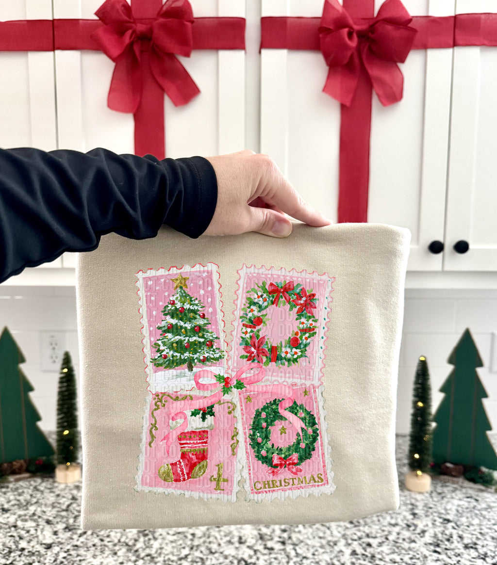 PINK CHRISTMAS STAMPS -DTF