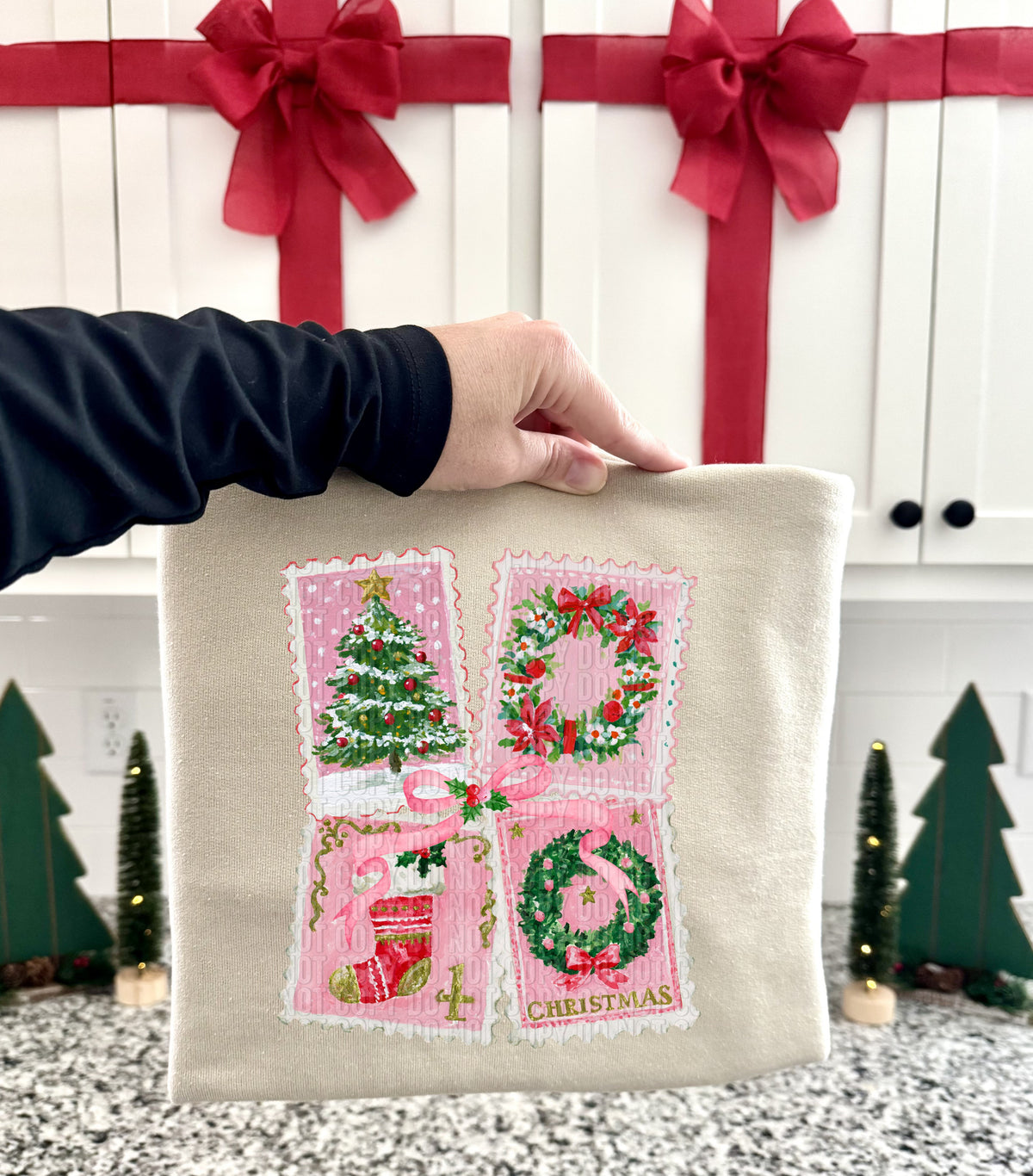 PINK CHRISTMAS STAMPS -DTF