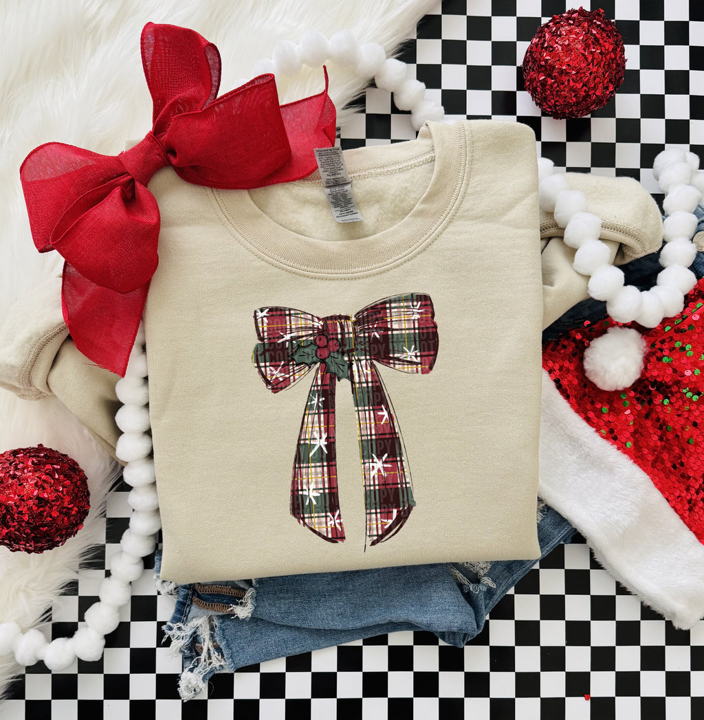 PLAID BOW WITH HOLLY -DTF