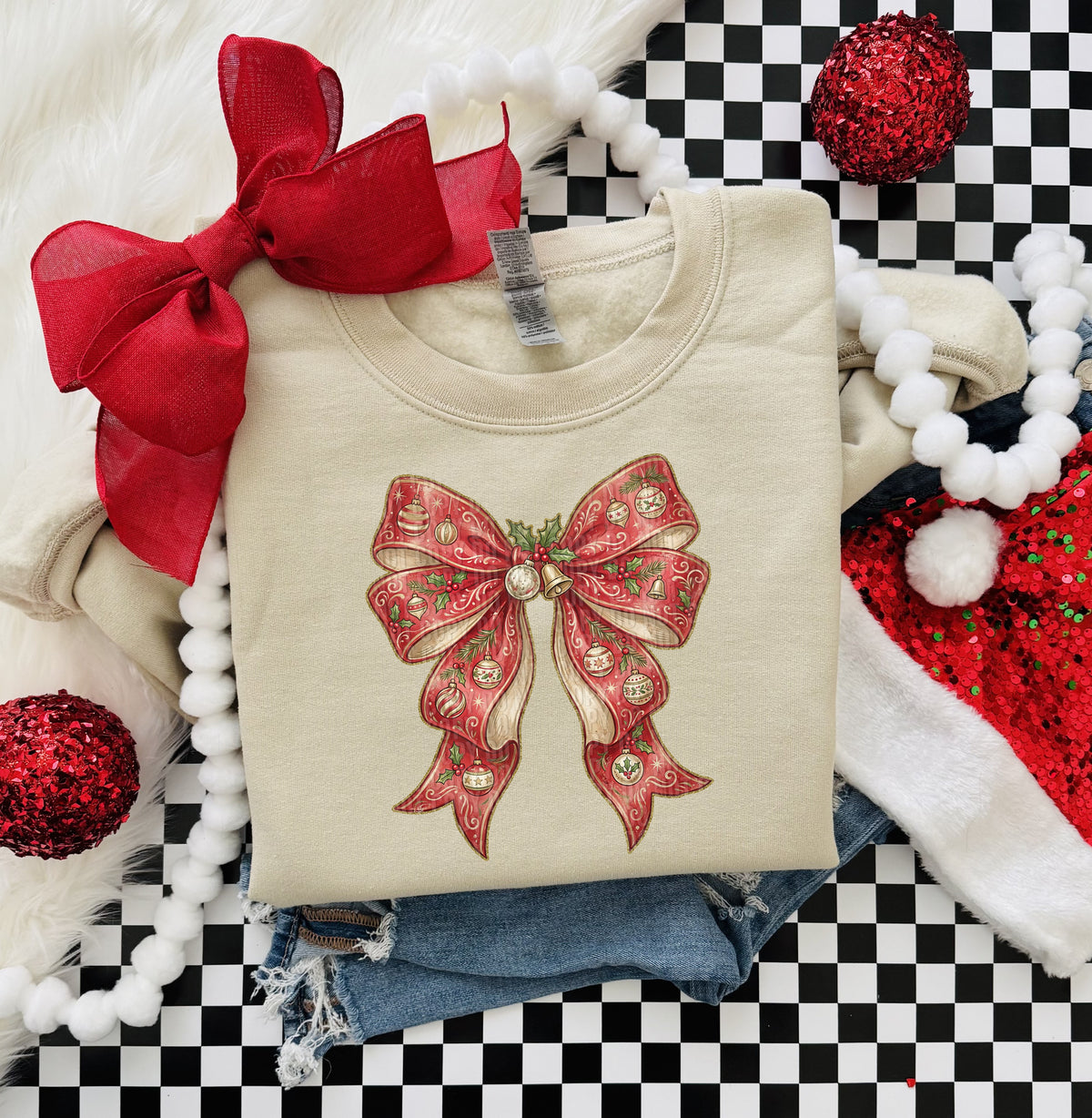 VINTAGE CHRISTMAS BOW -DTF