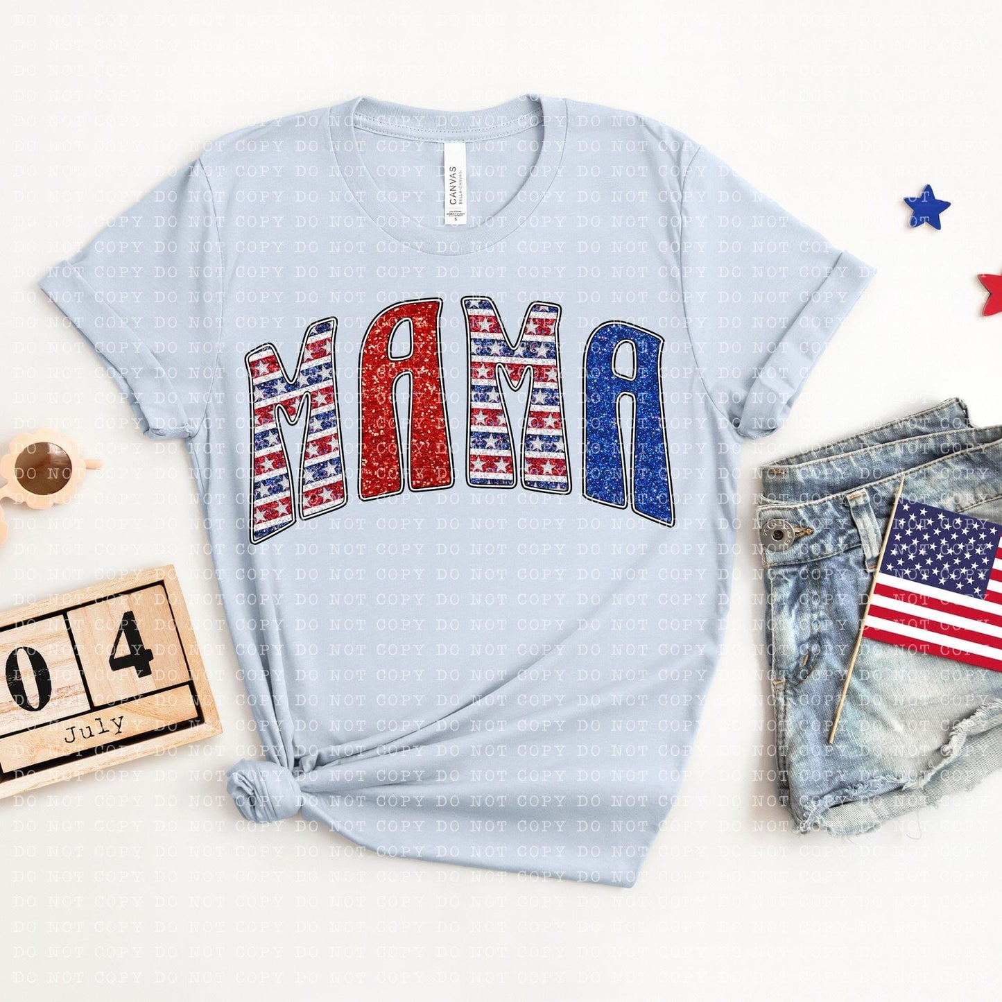 Mama American Faux Embroidery - DTF