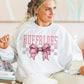 Coquette Bow Gray Checkered Mascot (DROPDOWN) - DTF
