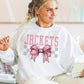 Coquette Bow Gray Checkered Mascot (DROPDOWN) - DTF