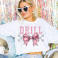 Drill Coquette Bow Gray Checkered- DTF